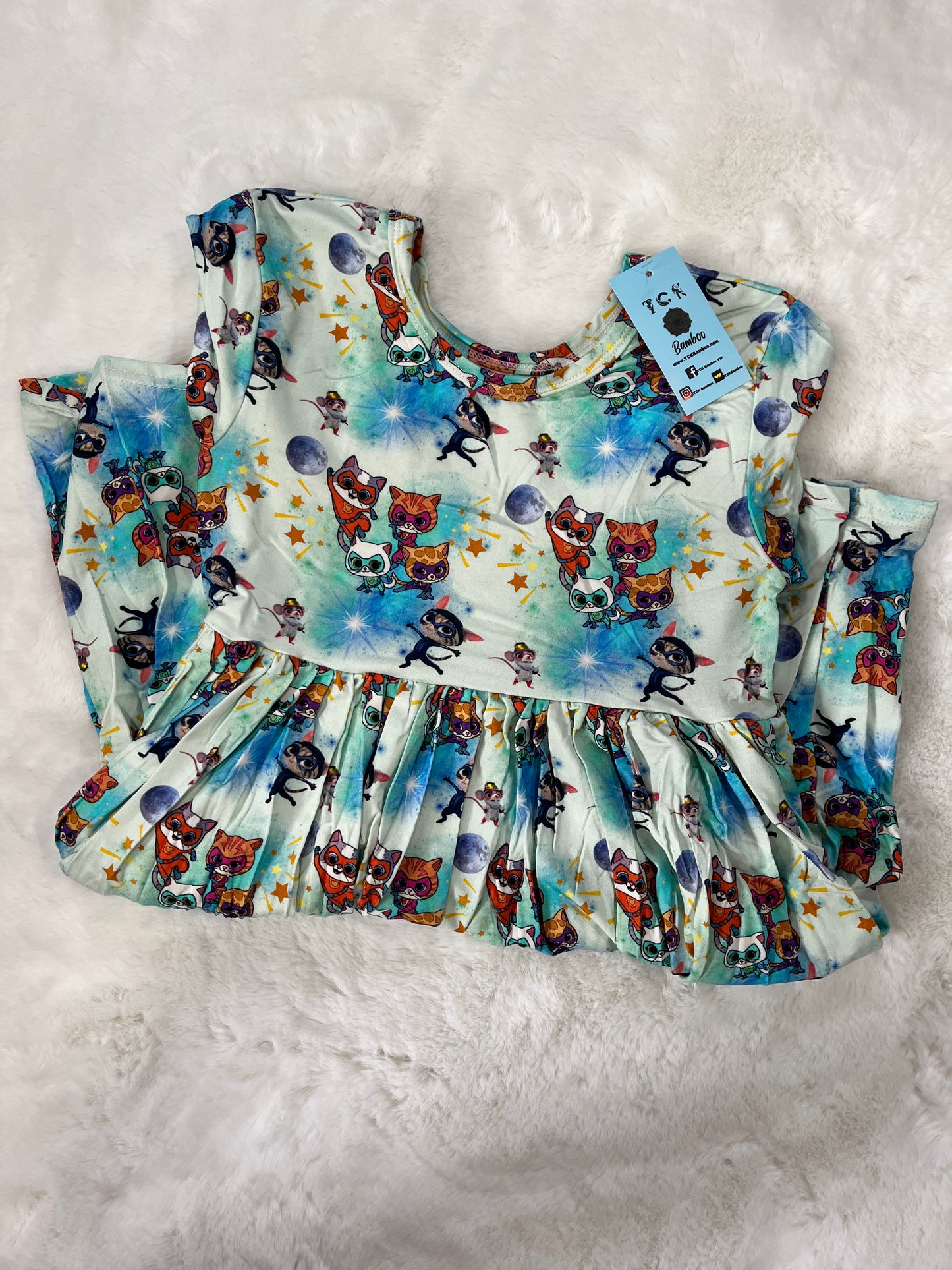 Super Hero Cats Bamboo Twirl Dress