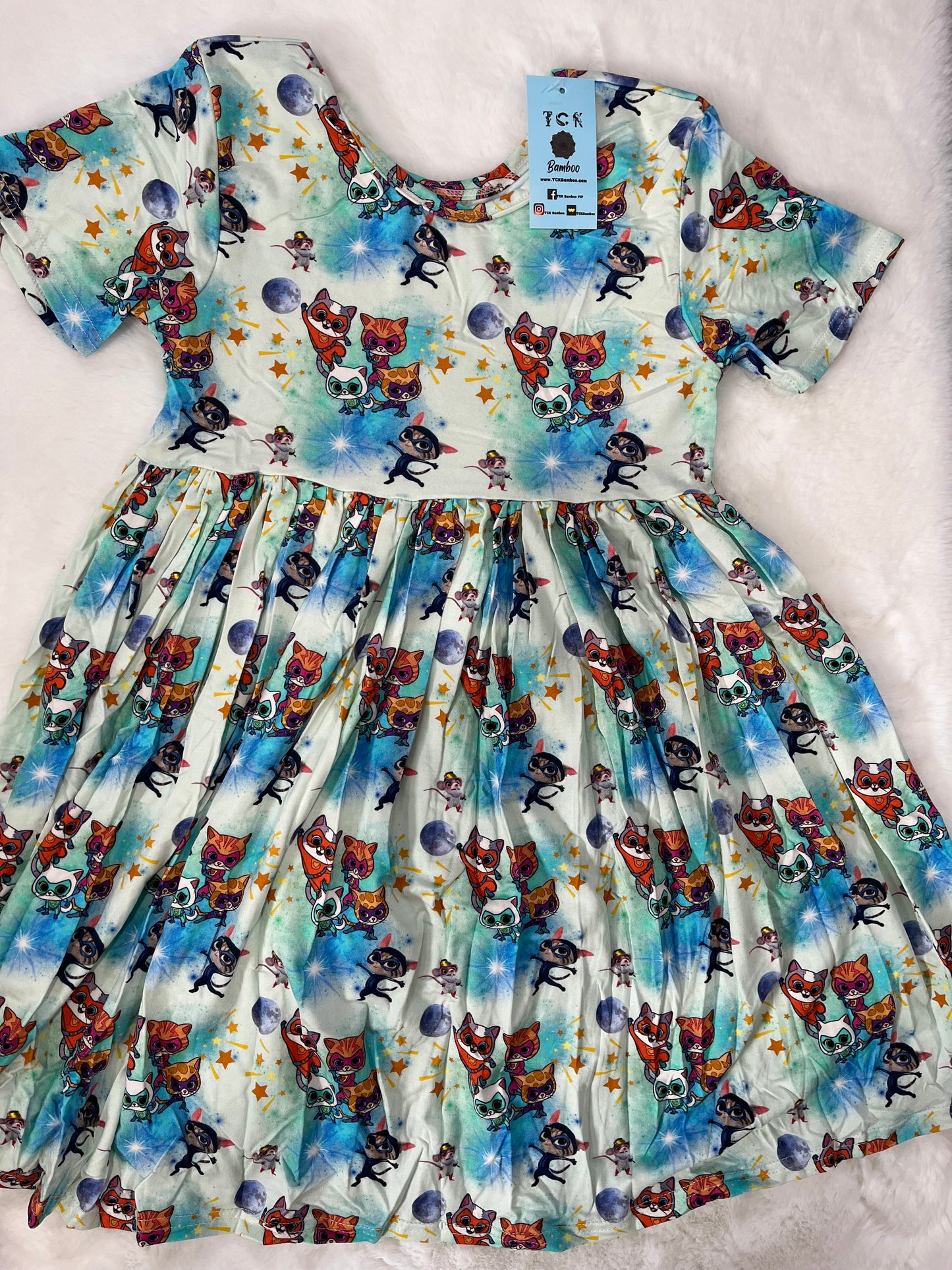 Super Hero Cats Bamboo Twirl Dress